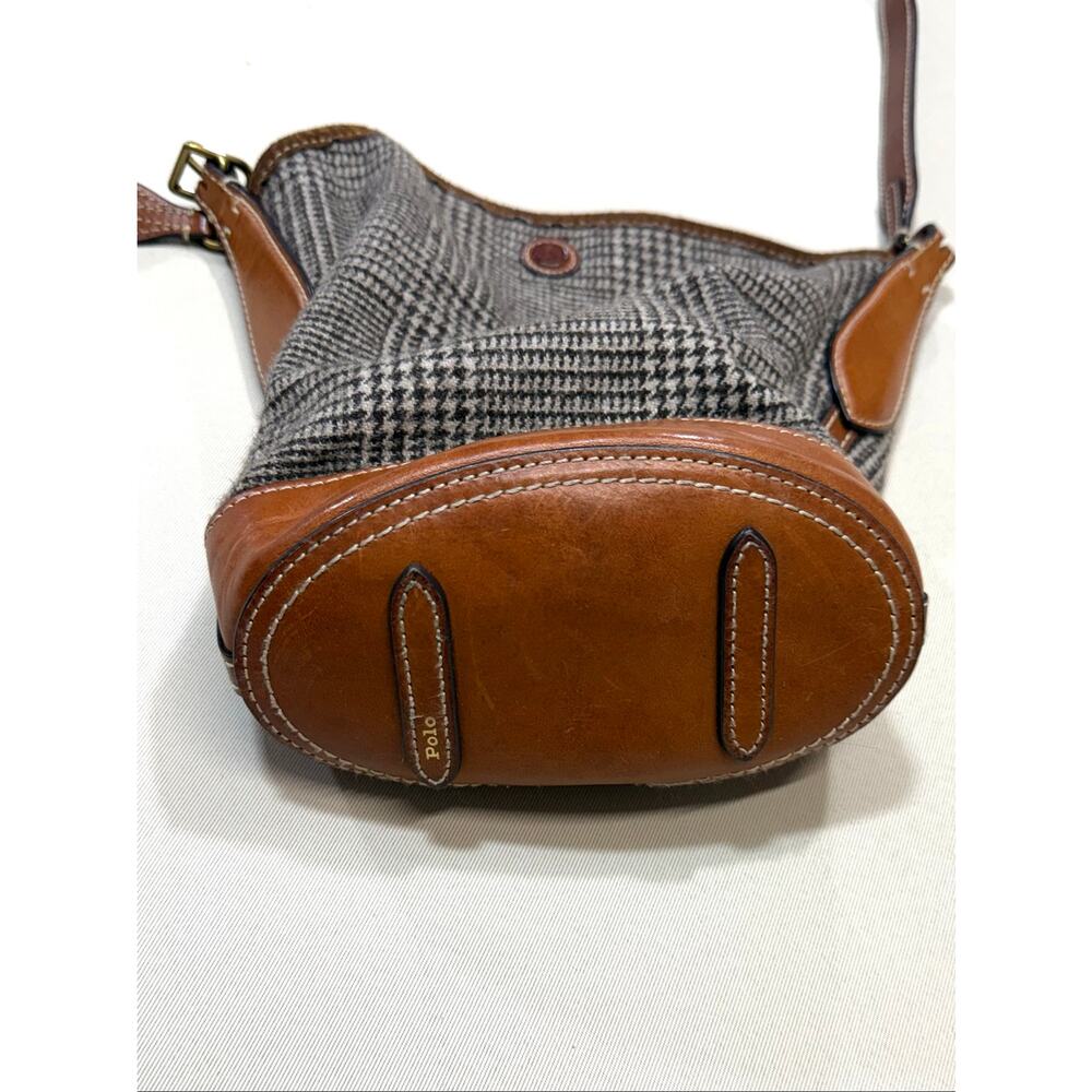 Polo Ralph Lauren Accessories Wool Glen Plaid & Suede Bucket Bag - Picture 3 of 8